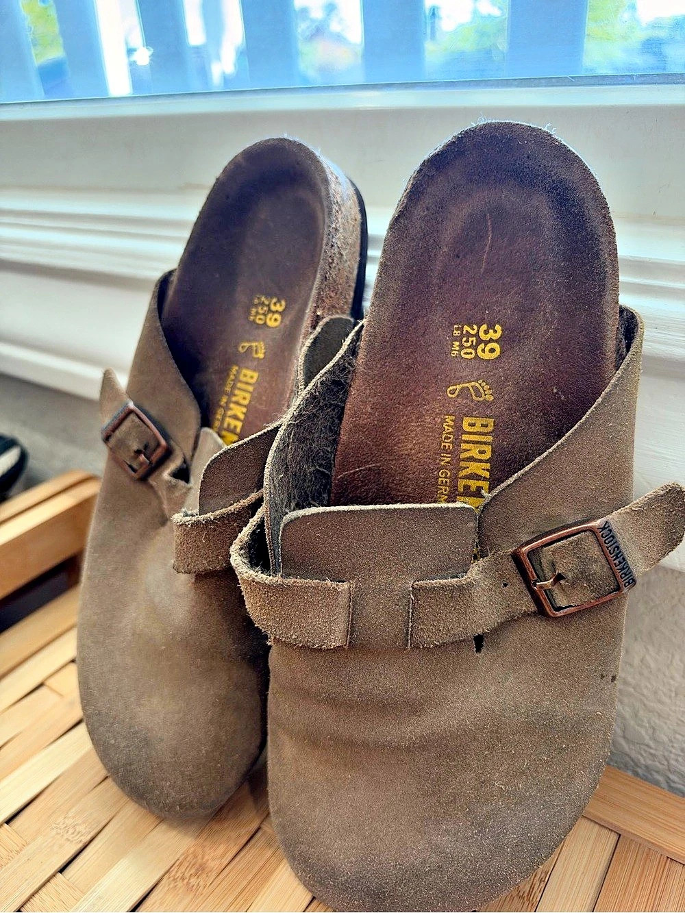 Birkenstock Boston Soft Footbed Clog in Taupe Suede Soft Footbed Clog Brown EU